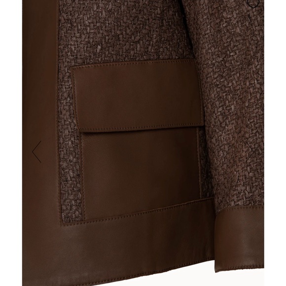 AKRIS NEW GATE Wool Blend Structured Tweed Jacket Lamb Leather Trim 14 $3,990.00 - Picture 3 of 16